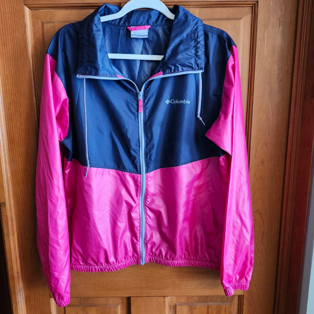 Women's Columbia Navy Pink Windbreaker Jacket M B1